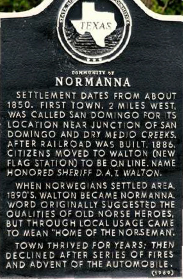 Normanna Historical Marker, Bee County, Texas