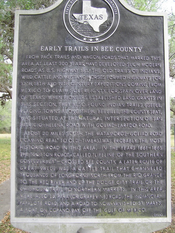 Early Trails in Bee County, Texas