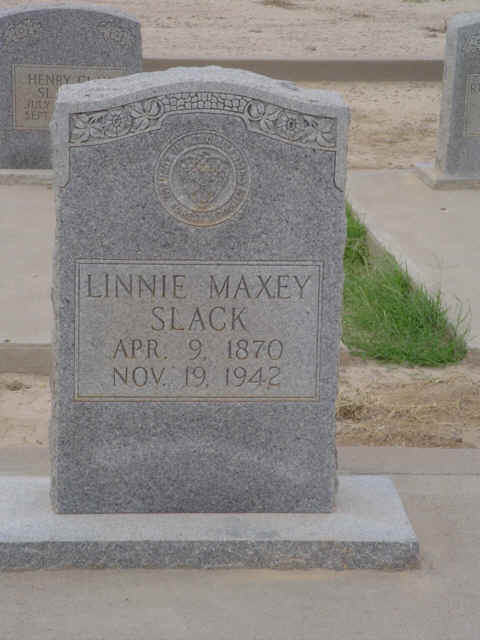 Linnie Maxey Slack, Reeves County, Texas